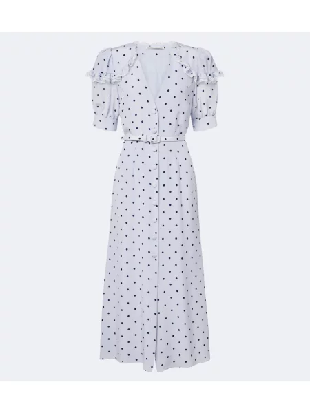 Cu centură rochie midi Alessandra Rich de mătase cu buline albastru