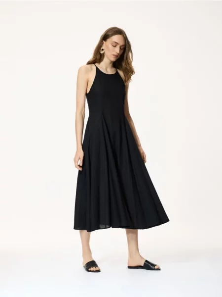 Reserved Rochie cu conținut ridicat de in negru