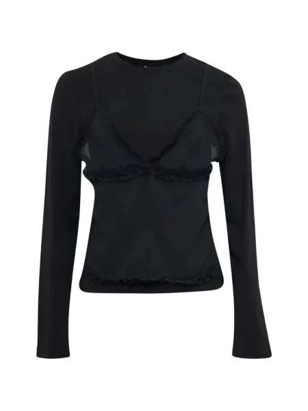 Lung tricou Ulla Johnson cu volane negru