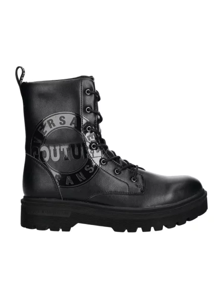 Botki Versace Jeans Couture sznurowane skórzane czarne