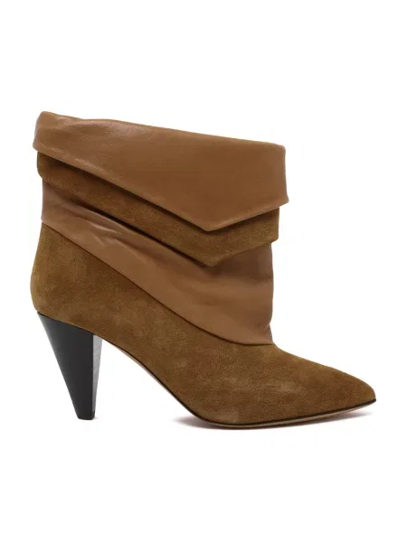 Buty do kostki Isabel Marant zamszowe z kołnierzem brązowe