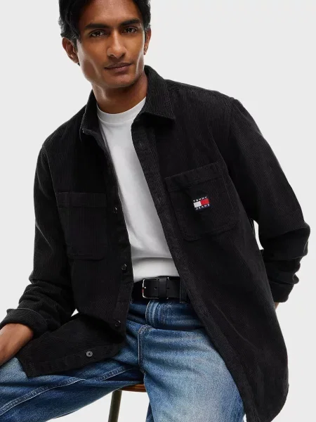 Вельветова джинсова сорочка Tommy Jeans чорна