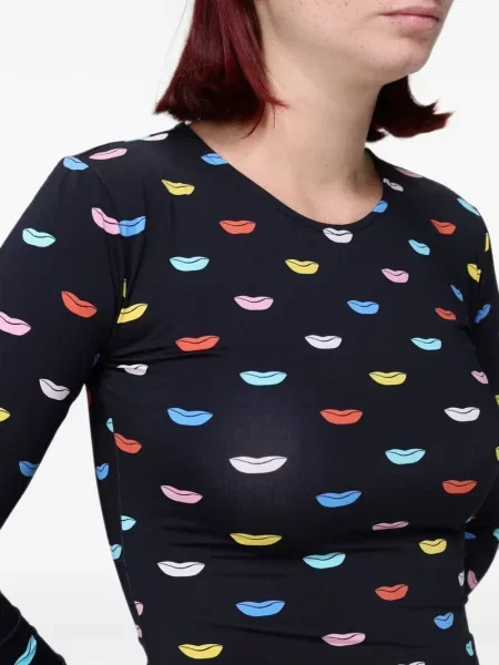 Lung tricou Fiorucci cu imagine negru
