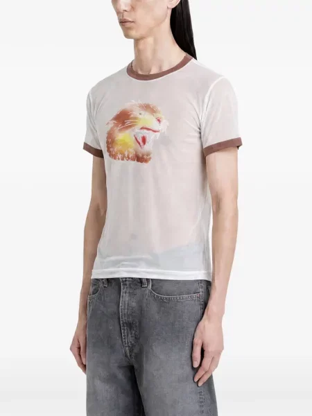 Tricou Kapital cu model leopard alb