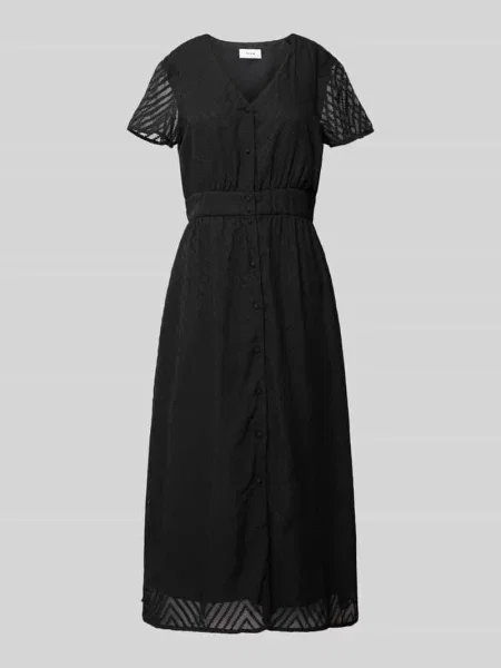 Sukienka midi z efektem dwóch warstw model ‘MICHELLE’ Vila czarna