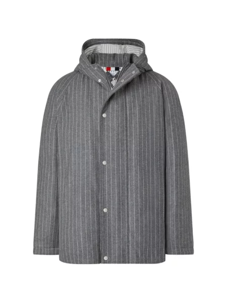 Fotbal decupat geacă parka Thom Browne de flanelă gri