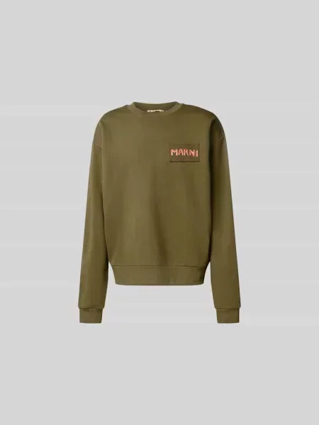 Bluza z detalem z logo Marni oliwkowa