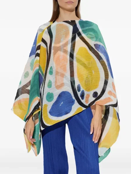 Bluză Pleats Please Issey Miyake cu imagine cu imprimeu abstract alb