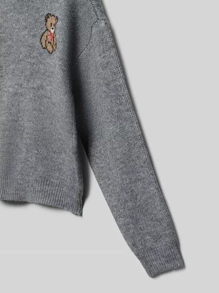 Sweter z dzianiny o kroju regular fit z wyhaftowanym motywem model ‘TEDDY’ Only