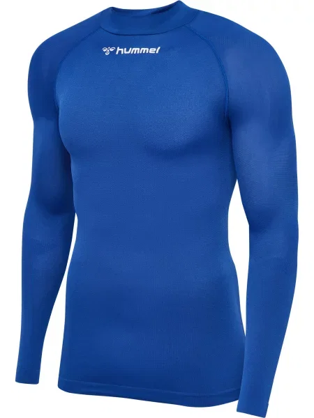 Koszulka z długim rękawem z dekoltem w serek Hummel Comfort niebieska