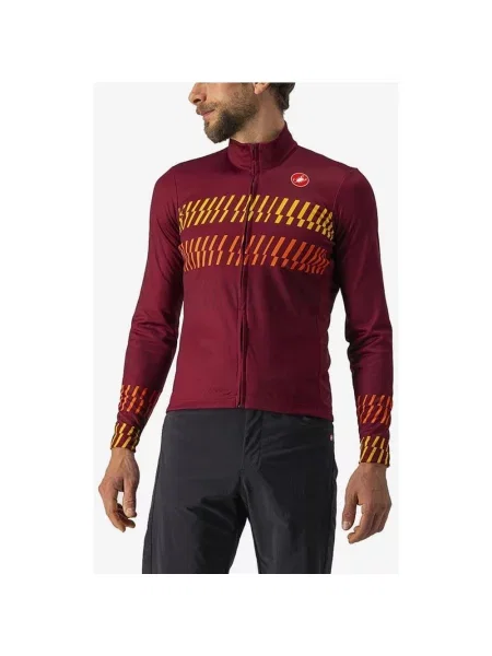 Koszulka termiczna z długim rękawem Castelli Unlimited Thermal w kolorze bordowo-żółtym-pomarańczowym XS czerwona