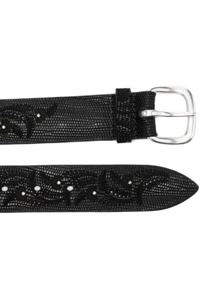 Curea Orciani din piele cu model floral negru