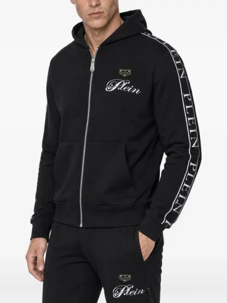 Spodnie Philipp Plein z kamieniami do biegania typu teddy czarne