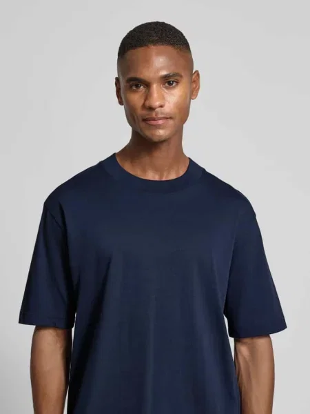 T-shirt o kroju regular fit z czystej bawełny model ‘COLMAN’ Selected Homme granatowa