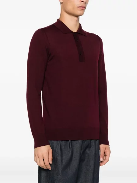 Tricou polo Paolo Pecora de lână roșu