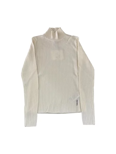Sweter z golfem Calvin Klein wełniany do golfa biały