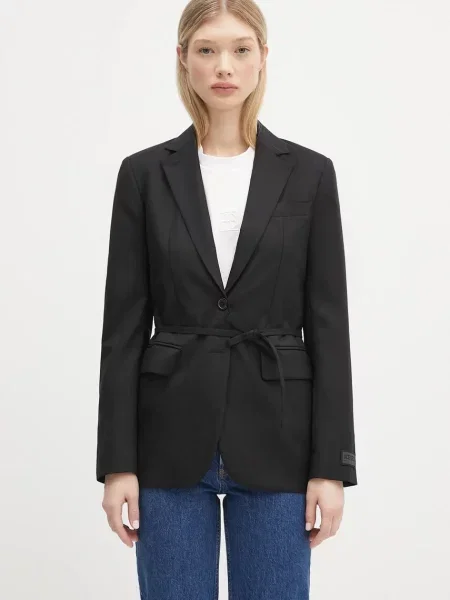 Kenzo geaca de lana un singur rand de negru