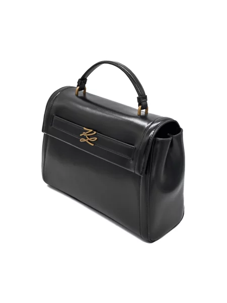 Top Karl Lagerfeld skórzany z logo czarny