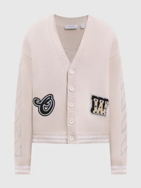 Кардиган з нашивками Off-white бежевий