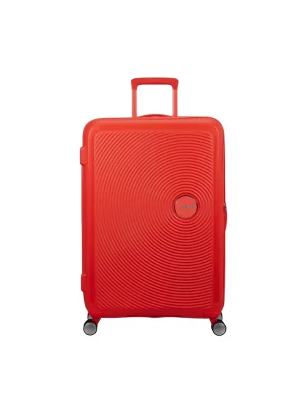 Lniana walizka American Tourister pomarańczowa