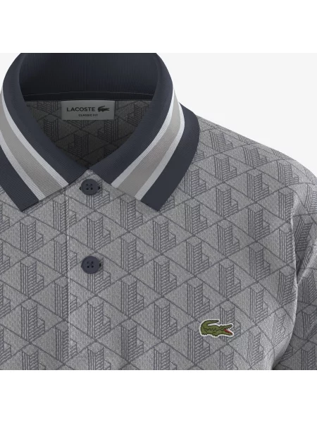 Lacoste Koszulka Polo Z Żakardowym Monogramem I Classic Fit szary