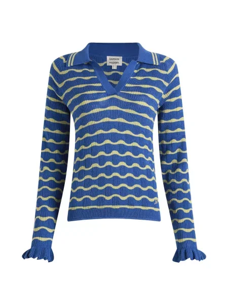 Polo Damson Madder z wełny merino niebieskie