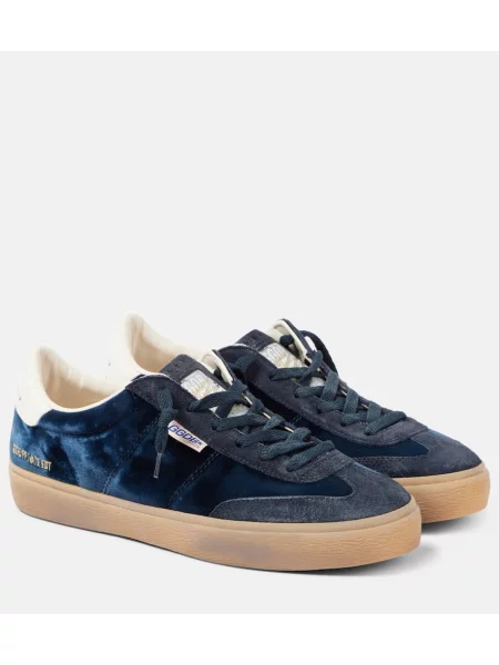 Sneakerși Golden Goose din piele de căprioară albastru