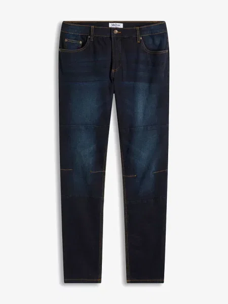 Jeansy regular fit tapered w wygodnym fasonie niebieski