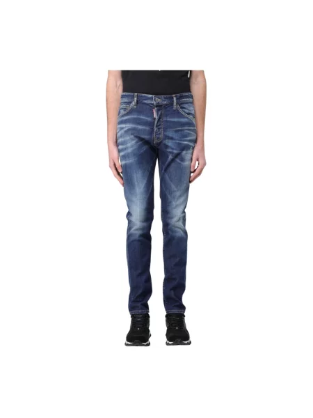 Jeansy Dsquared2 z przetarciami niebieskie