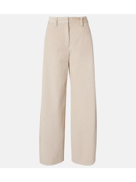 Pantaloni Brunello Cucinelli de catifea cord alb