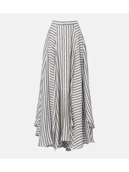 Fusta maxi Ralph Lauren Collection de in cu dungi gri