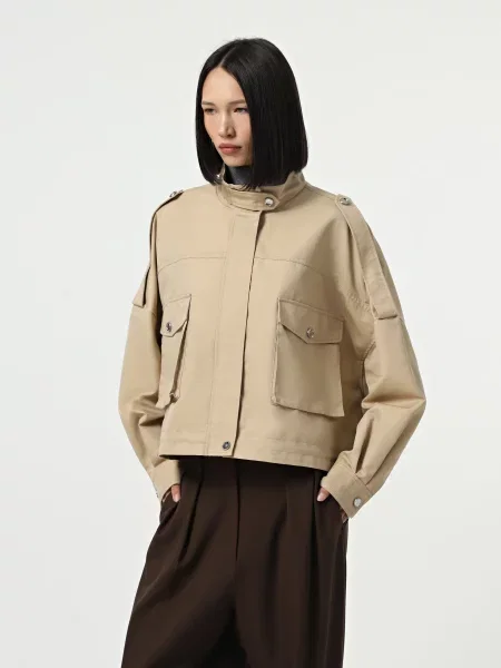 Бомбер PINKO Come Mai Caban текстиль/поліестер бежевий