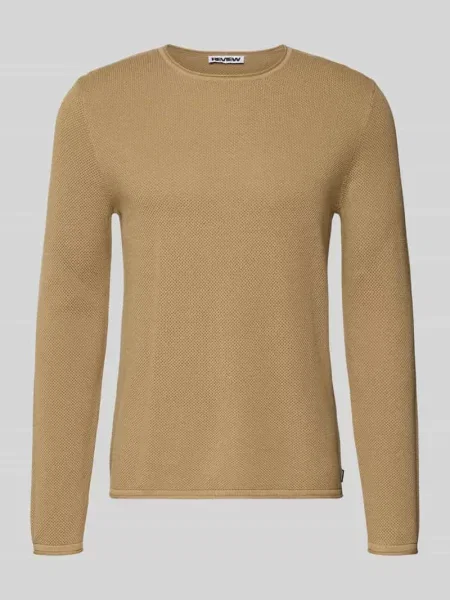 Basic Sweter z dzianiny z okrągłym dekoltem i wywiniętymi krawędziami Review