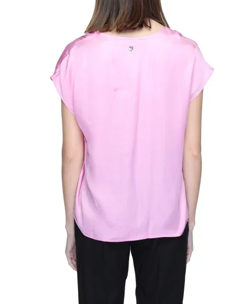 Bluzka Rinascimento z krótkim rękawem różowa