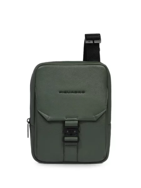 Geantă crossbody Piquadro din piele cu cataramă verde