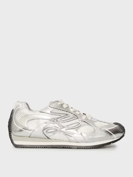 Кроссовки Karl Lagerfeld с автографом серебряные