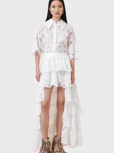 AllSaints fustă CAVARLY maxi evazati alb