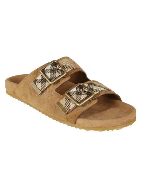 Klapki Burberry skórzane brązowe