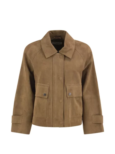 Geacă Weekend Max Mara din piele de căprioară maro