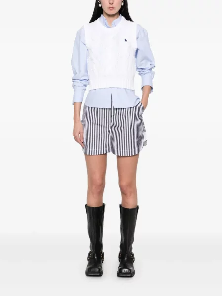 Dzianinowe haftowane sneakersy Polo Ralph Lauren garniturowe niebieskie