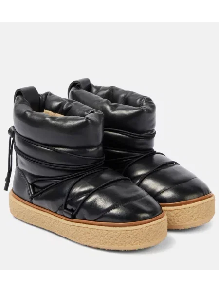 Kožené zkrácené polokozačky Isabel Marant černé