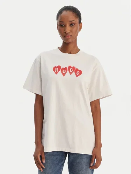 HUGO Tricou Vintage | Relaxed fit alb