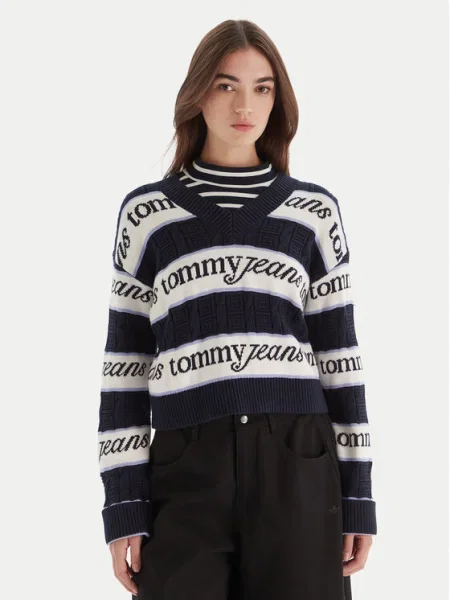 Tommy Jeans Pulover Bleumarin negru