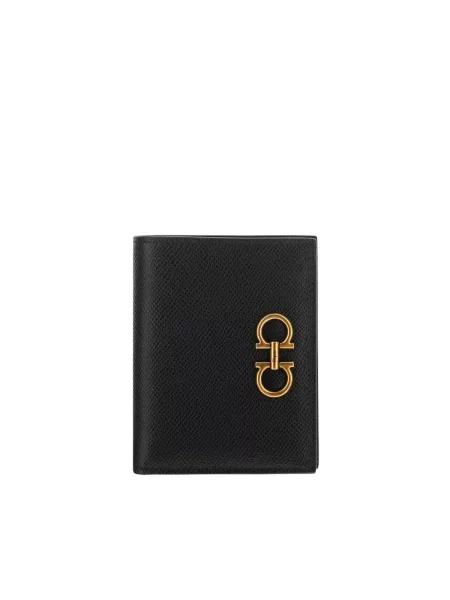 Portfel Salvatore Ferragamo skórzany z logo czarny
