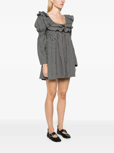 Rochie mini Damson Madder în carouri verde