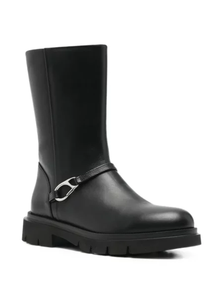 Botine Herno din piele cu cataramă negru