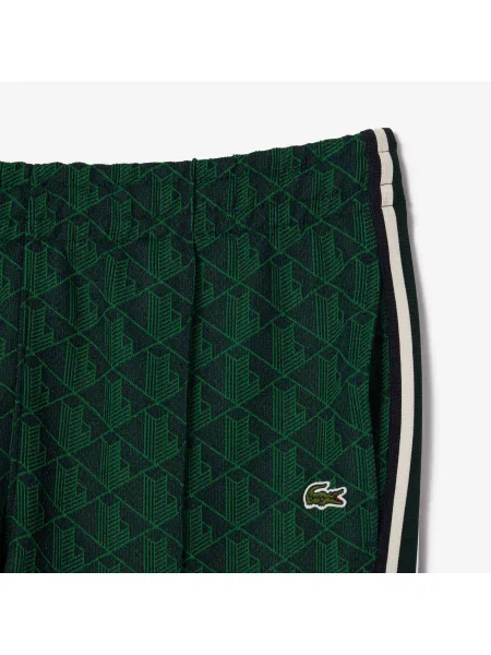 Lacoste Spodnie Dresowe Paris Monogram Jacquard brązowe