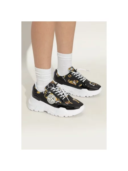 Sneakersy Versace Jeans Couture skórzane z nadrukiem czarne
