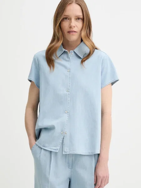 A.P.C. cămașă din denim Chemisette Marina cu guler clasic regular albastru