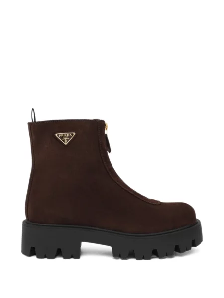 Botine Prada din piele de căprioară maro